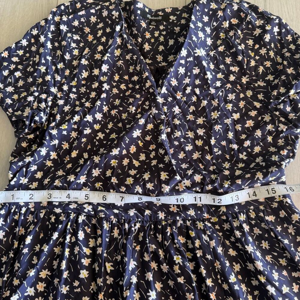 Madewell navy blue ditsy floral midi dress size xs - Picture 4 of 9